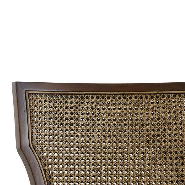 Bramble Aldgate Dining Chair in Matt Teak Brown w/ Thames Natural Performance Fabric w/ Rattan Glaze Back-Bramble-Blue Hand Home