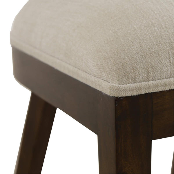 Bramble Aldgate Dining Chair in Matt Teak Brown w/ Thames Natural Performance Fabric w/ Rattan Glaze Back-Bramble-Blue Hand Home