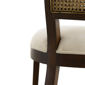 Bramble Aldgate Dining Chair in Matt Teak Brown w/ Thames Natural Performance Fabric w/ Rattan Glaze Back-Bramble-Blue Hand Home