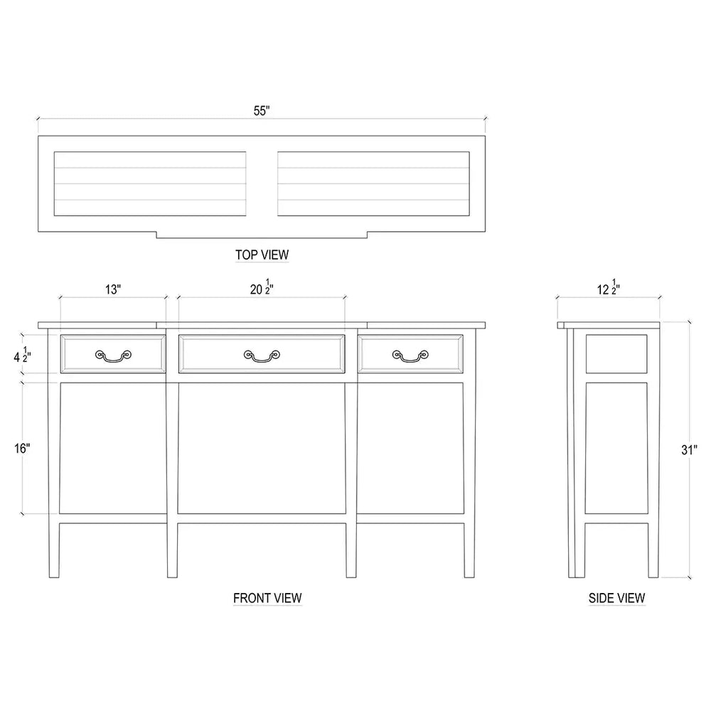 Bramble Amherst Narrow Console Table In Straw Wash-Bramble-Blue Hand Home