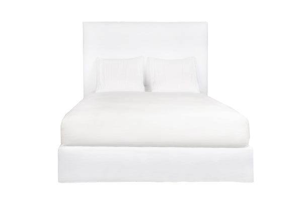 April Tall Upholstered Bed Frame with Removable Slipcover, Modern Design
