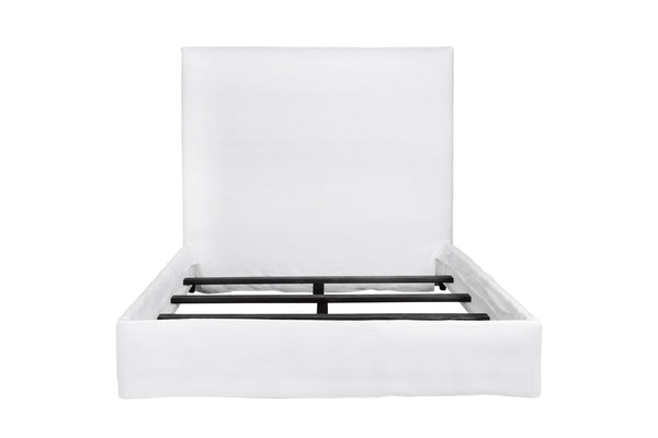 April Tall Upholstered Bed Frame with Removable Slipcover, Modern Design