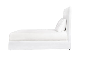 April Tall Upholstered Bed Frame with Removable Slipcover, Modern Design