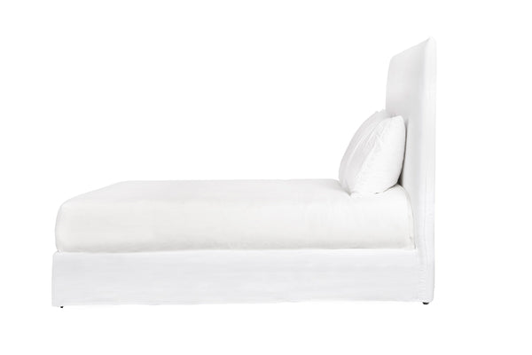 April Tall Upholstered Bed Frame with Removable Slipcover, Modern Design