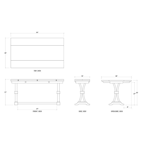 Bramble Archer Folding Top Sofa Table In Straw Wash-Bramble-Blue Hand Home