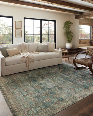 Magnolia Home by Joanna Gaines x Loloi Banks Rug - Ocean / Spice-Blue Hand Home