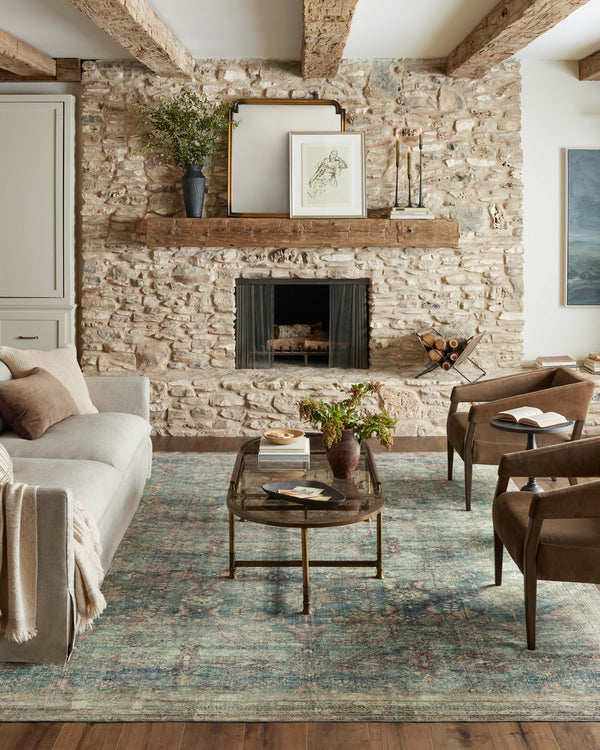Magnolia Home by Joanna Gaines x Loloi Banks Rug - Ocean / Spice-Blue Hand Home
