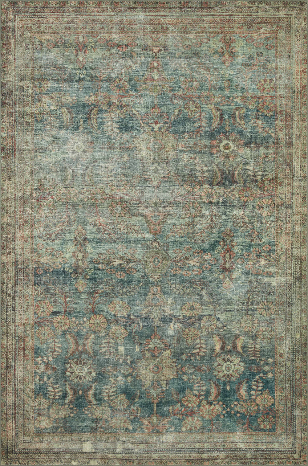 Magnolia Home by Joanna Gaines x Loloi Banks Rug - Ocean / Spice-Blue Hand Home