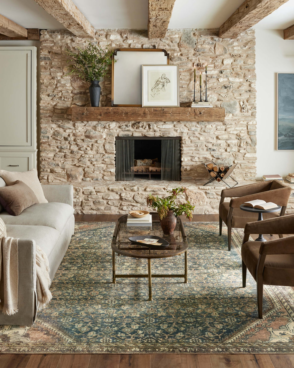 Magnolia Home by Joanna Gaines x Loloi Banks Rug - Denim / Clay-Blue Hand Home