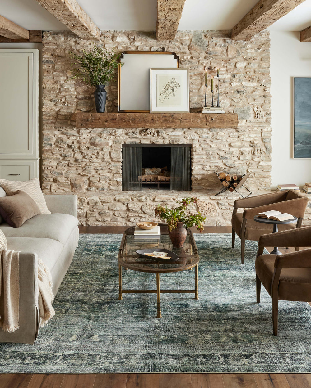 Magnolia Home by Joanna Gaines x Loloi Banks Rug - Blue / Lagoon-Blue Hand Home