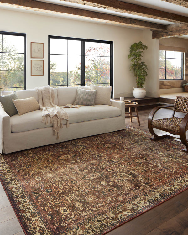 Magnolia Home by Joanna Gaines x Loloi Banks Rug - Brick / Ivory-Blue Hand Home