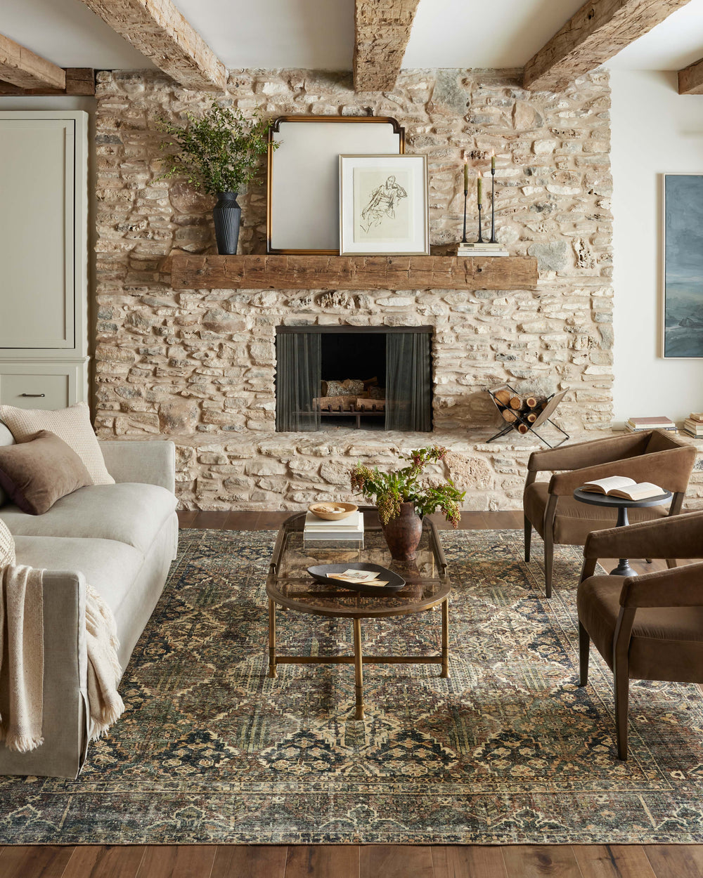 Magnolia Home by Joanna Gaines x Loloi Banks Rug - Spice / Blue-Blue Hand Home