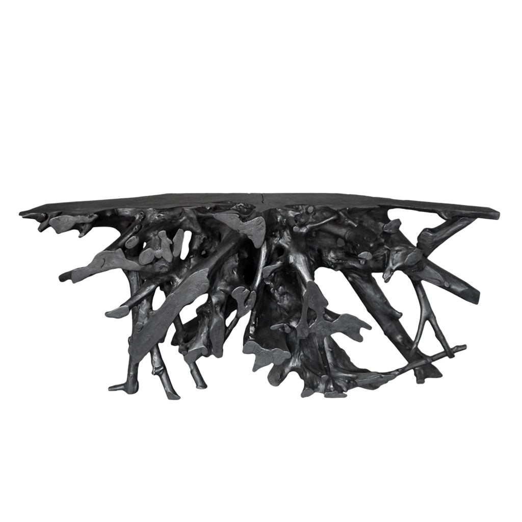 Teak Root Console – Charcoal Finish-Blue Hand Home