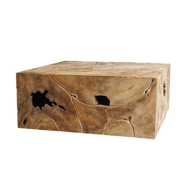 Teak Part Square Coffee Table-Blue Hand Home
