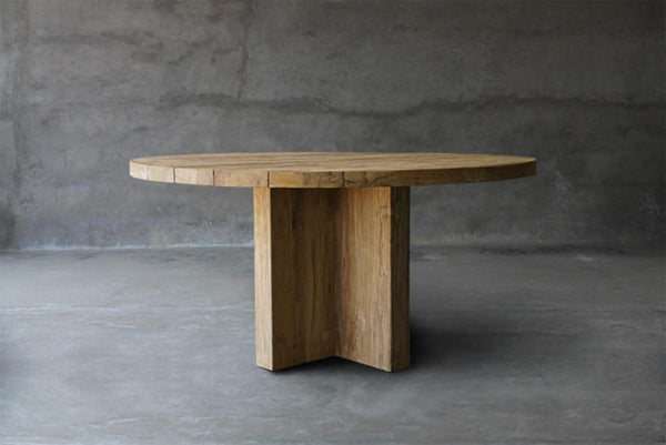 Reclaimed Teak Table T-Base-Blue Hand Home