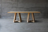 Reclaimed Teak Table with 2 X-Bases-Blue Hand Home