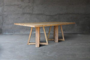 Reclaimed Teak Table with 2 X-Bases-Blue Hand Home