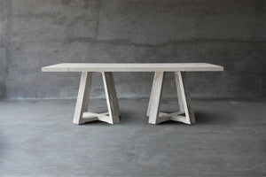 Reclaimed Teak Table with 2 X-Bases-Blue Hand Home