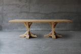 Reclaimed Teak Table with 2 R Bases-Blue Hand Home
