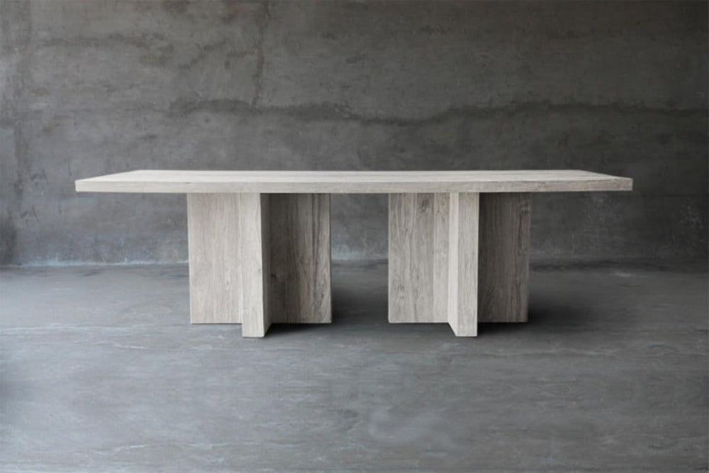 Reclaimed Teak Table with 2 T-Bases-Blue Hand Home