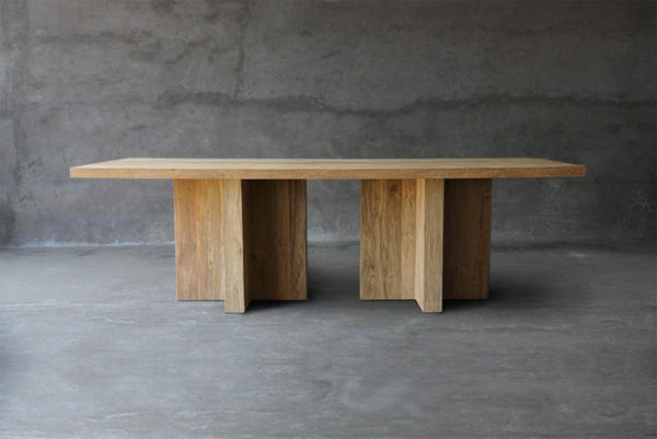 Reclaimed Teak Table with 2 T-Bases-Blue Hand Home