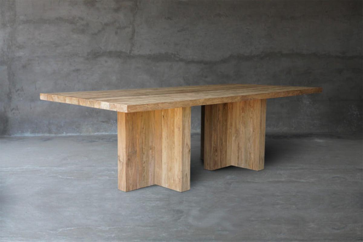 Reclaimed Teak Table with 2 T-Bases-Blue Hand Home
