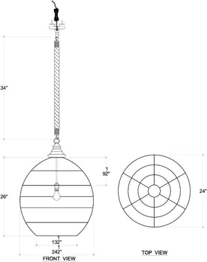 Bramble Ball Rattan Pendant In White Wash-Bramble-Blue Hand Home