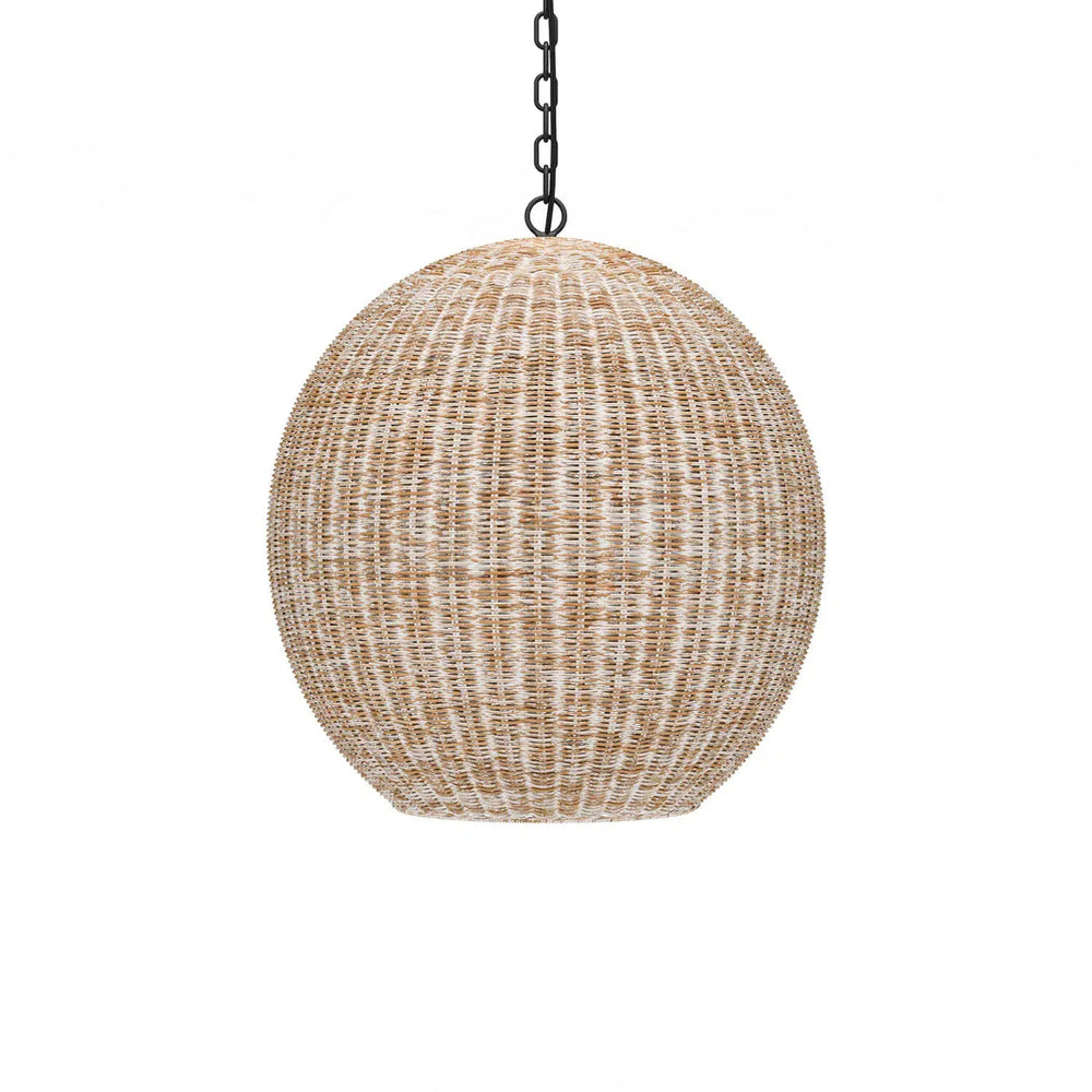 Bramble Ball Rattan Pendant In White Wash-Bramble-Blue Hand Home