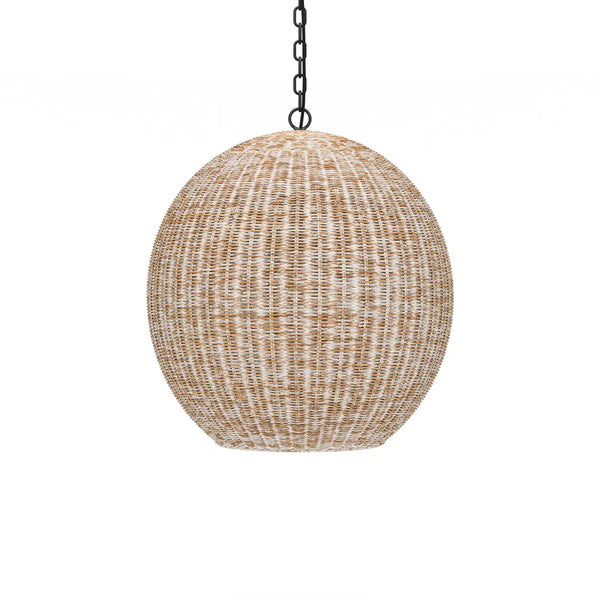 Bramble Ball Rattan Pendant In White Wash-Bramble-Blue Hand Home