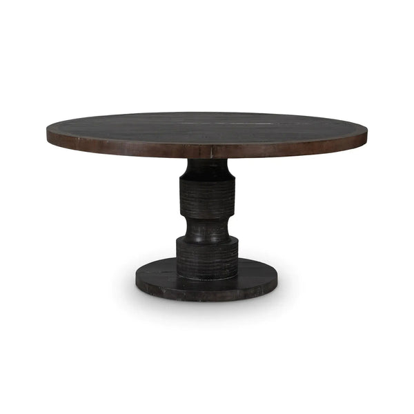 Bramble Beatnik Round Dining Table 60" In Java Brown-Bramble-Blue Hand Home