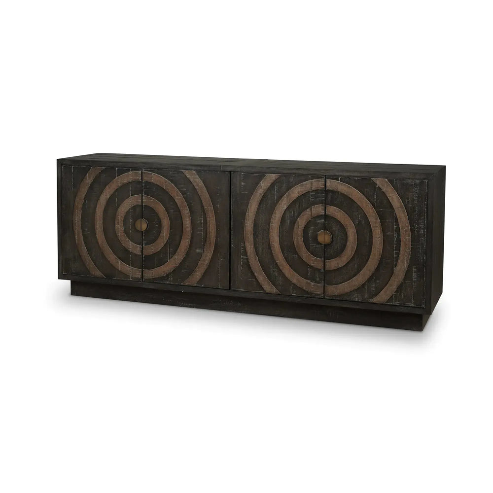 Bramble Beatnik Two Door Sideboard In Java Brown-Bramble-Blue Hand Home