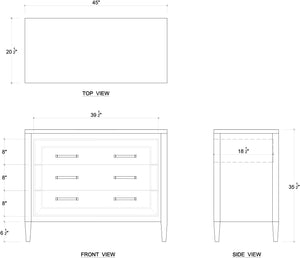 Bramble Belgravia 3 Drawer Dresser In True White-Bramble-Blue Hand Home