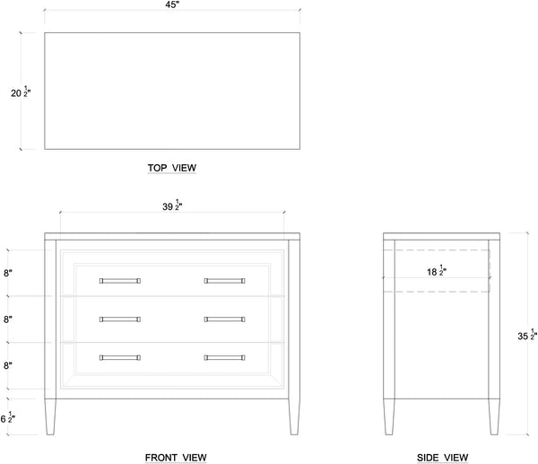 Bramble Belgravia 3 Drawer Dresser In True White-Bramble-Blue Hand Home