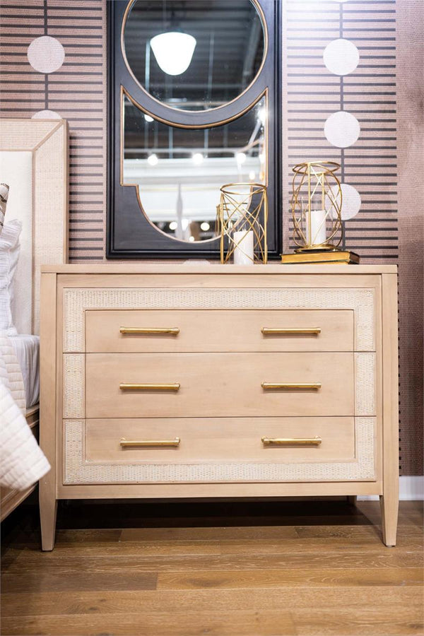 Belgravia 3 Drawer Dresser W/ Rattan-Blue Hand Home