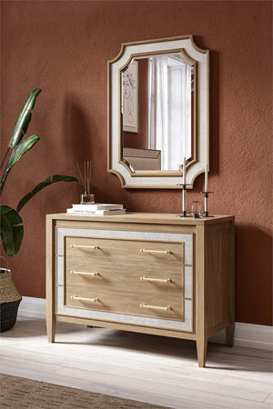 Belgravia 3 Drawer Dresser W/ Rattan-Blue Hand Home