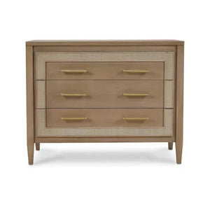 Bramble Belgravia 3 Drawer Dresser In Sandbar W/ White Inset Rattan-Bramble-Blue Hand Home