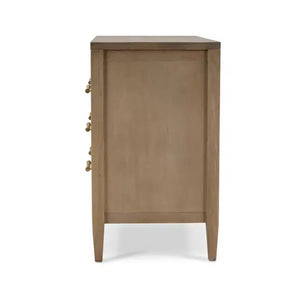 Bramble Belgravia 3 Drawer Dresser In Sandbar W/ White Inset Rattan-Bramble-Blue Hand Home