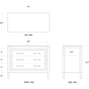 Bramble Belgravia 3 Drawer Dresser In Sandbar W/ White Inset Rattan-Bramble-Blue Hand Home