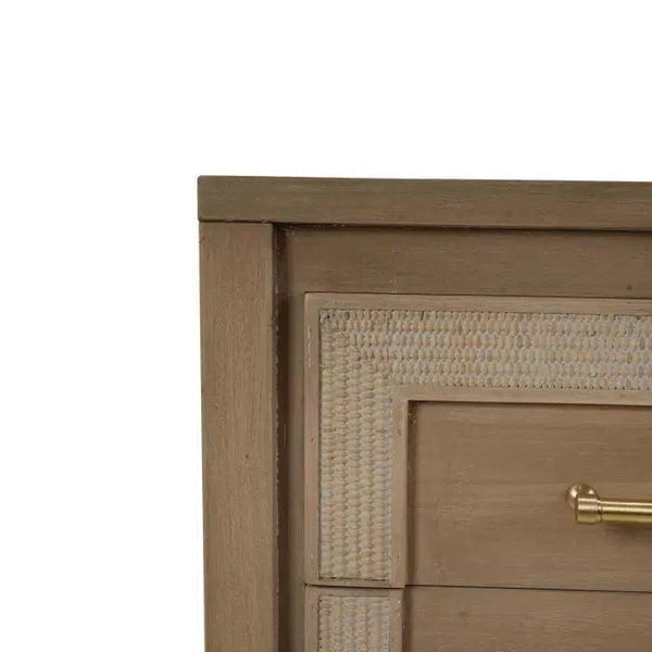 Bramble Belgravia 3 Drawer Dresser In Sandbar W/ White Inset Rattan-Bramble-Blue Hand Home