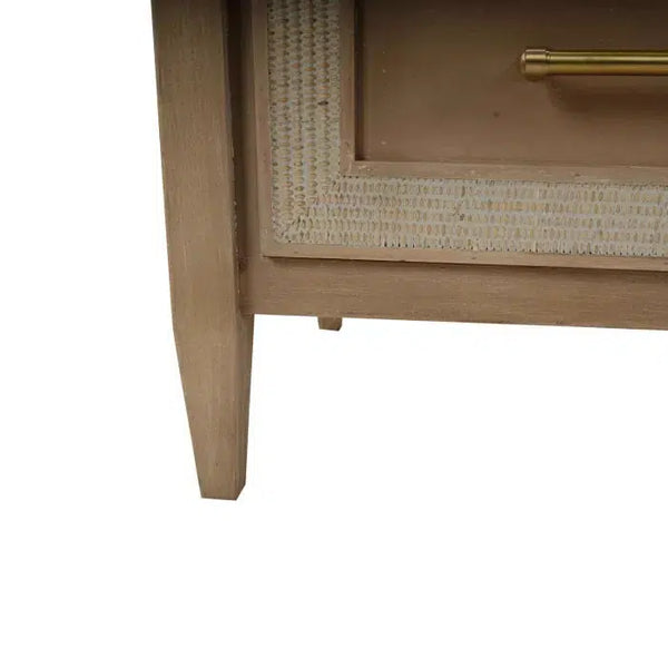 Bramble Belgravia 3 Drawer Dresser In Sandbar W/ White Inset Rattan-Bramble-Blue Hand Home