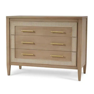 Bramble Belgravia 3 Drawer Dresser In Sandbar W/ White Inset Rattan-Bramble-Blue Hand Home
