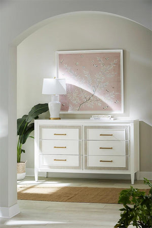 Belgravia 6 Drawer Dresser W/ Rattan-Blue Hand Home