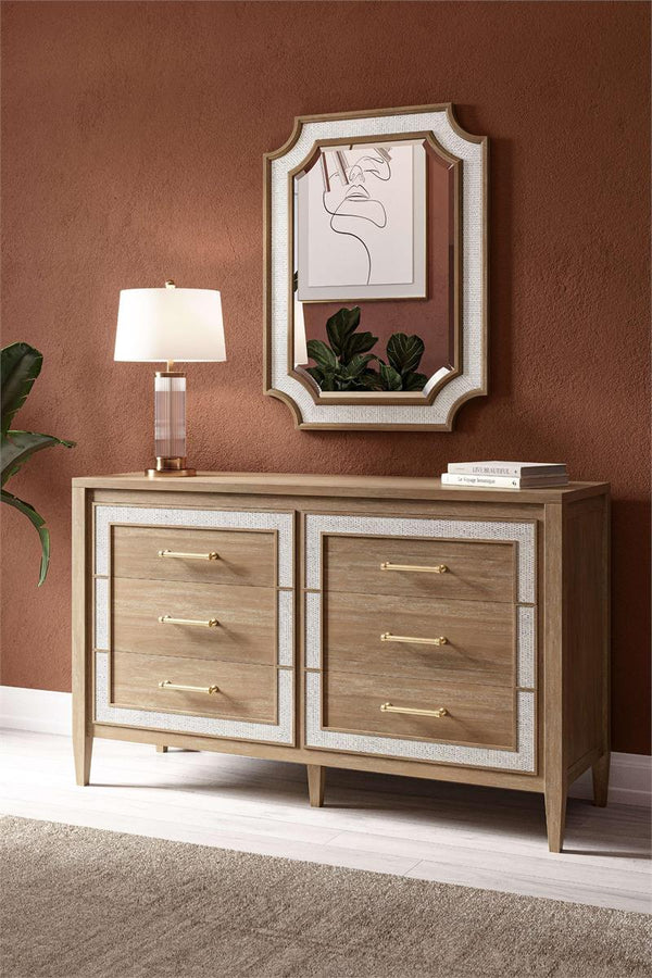 Belgravia 6 Drawer Dresser W/ Rattan-Blue Hand Home