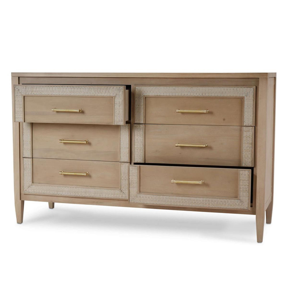 Belgravia 6 Drawer Dresser W/ Rattan-Blue Hand Home
