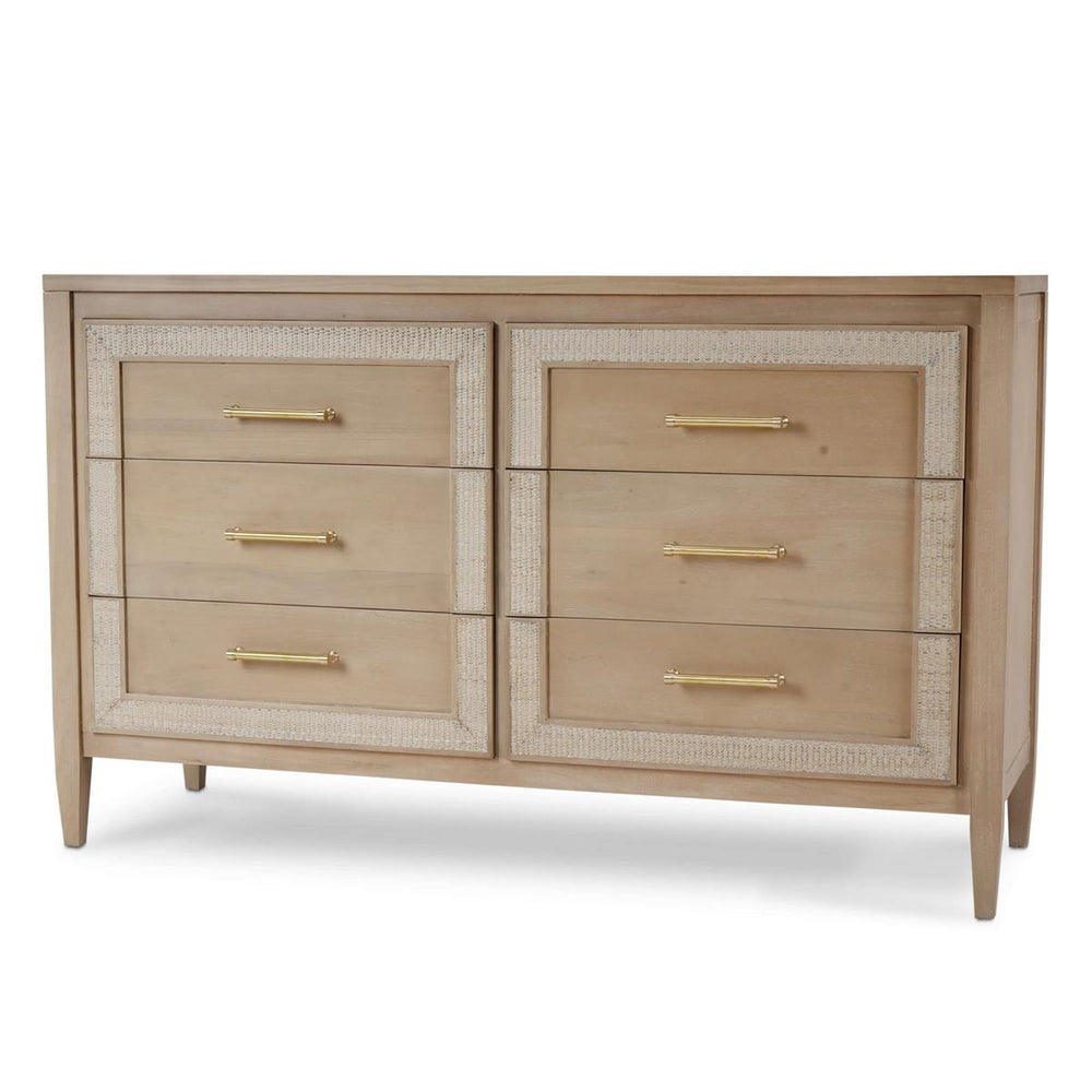 Belgravia 6 Drawer Dresser W/ Rattan-Blue Hand Home