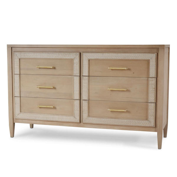 Belgravia 6 Drawer Dresser W/ Rattan-Blue Hand Home