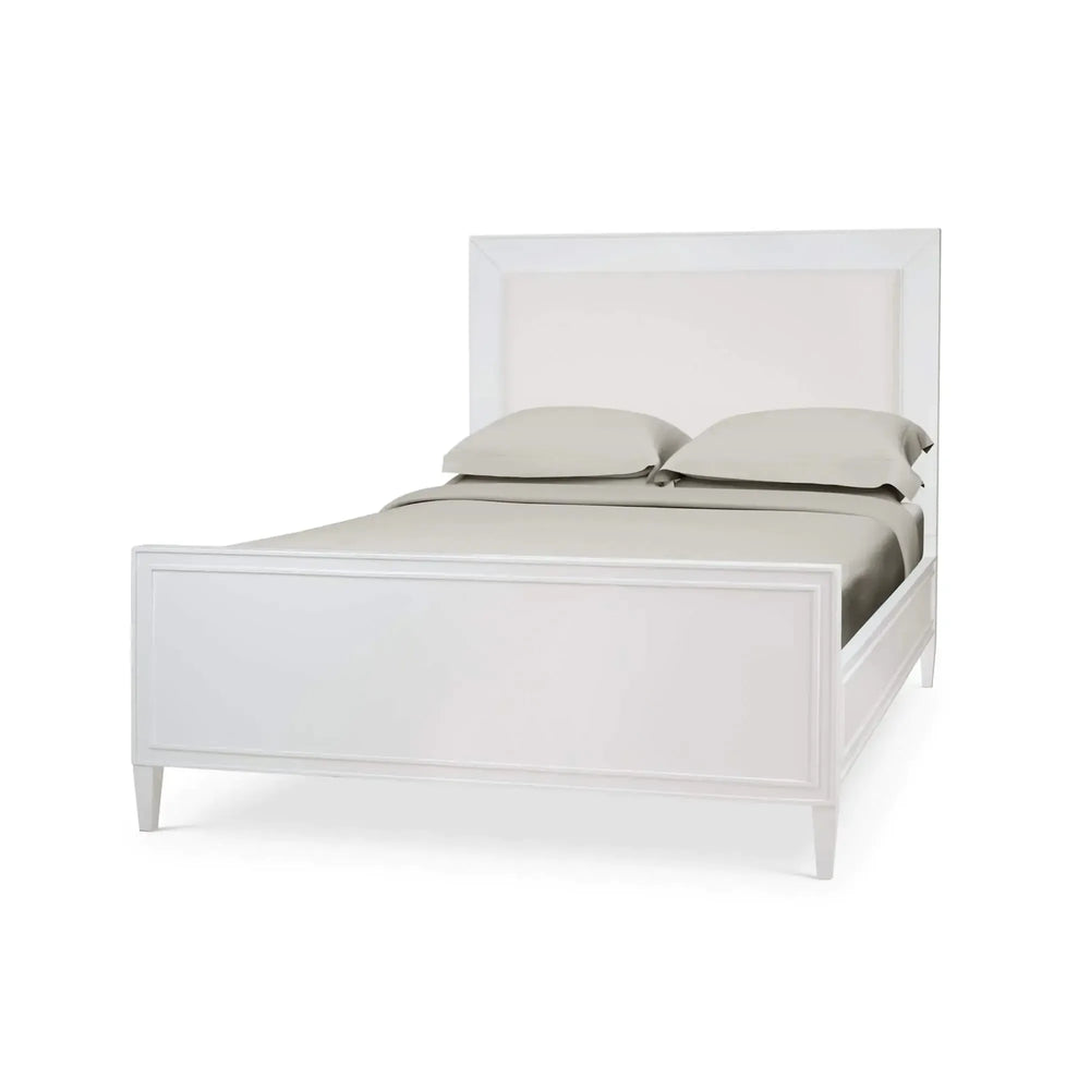 Bramble Belgravia Bed Queen In True White W/ Arctic White Performance Fabric-Bramble-Blue Hand Home