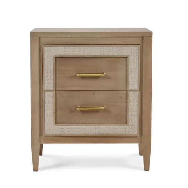 Bramble Belgravia Bedside Table In Sandbar W/ White Inset Rattan-Bramble-Blue Hand Home