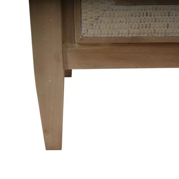 Bramble Belgravia Bedside Table In Sandbar W/ White Inset Rattan-Bramble-Blue Hand Home