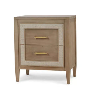 Bramble Belgravia Bedside Table In Sandbar W/ White Inset Rattan-Bramble-Blue Hand Home